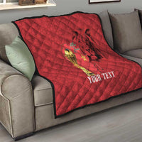 Morocco Football Custom Quilt Atlas Lions Champions African Red Islamic Pattern
