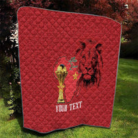 Morocco Football Custom Quilt Atlas Lions Champions African Red Islamic Pattern