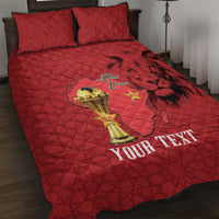 Morocco Football Custom Quilt Bed Set Atlas Lions Champions African Red Islamic Pattern