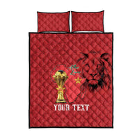 Morocco Football Custom Quilt Bed Set Atlas Lions Champions African Red Islamic Pattern