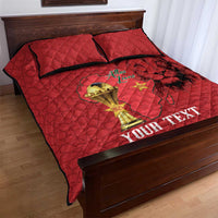 Morocco Football Custom Quilt Bed Set Atlas Lions Champions African Red Islamic Pattern