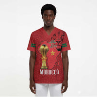 Morocco Football Custom Scrub Top Atlas Lions Champions African Red Islamic Pattern