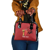 Morocco Football Custom Shoulder Handbag Atlas Lions Champions African Red Islamic Pattern