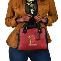 Morocco Football Custom Shoulder Handbag Atlas Lions Champions African Red Islamic Pattern