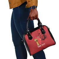 Morocco Football Custom Shoulder Handbag Atlas Lions Champions African Red Islamic Pattern
