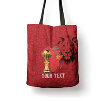 Morocco Football Custom Tote Bag Atlas Lions Champions African Red Islamic Pattern