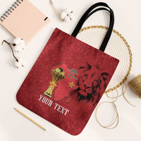 Morocco Football Custom Tote Bag Atlas Lions Champions African Red Islamic Pattern