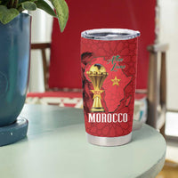 Morocco Football Custom Tumbler Cup Atlas Lions Champions African Red Islamic Pattern