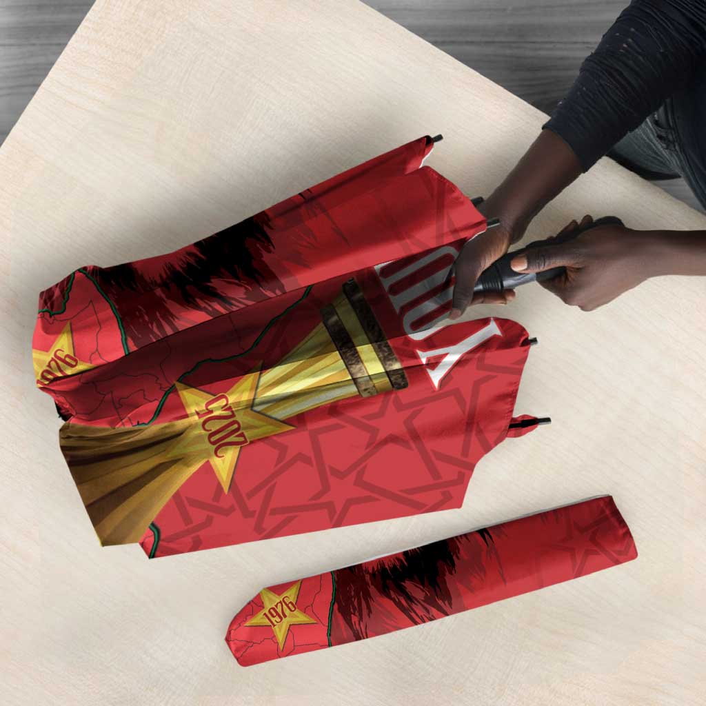Morocco Football Custom Umbrella Atlas Lions Champions African Red Islamic Pattern