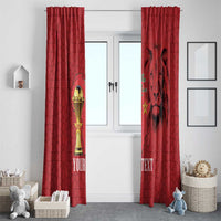 Morocco Football Custom Window Curtain Atlas Lions Champions African Red Islamic Pattern