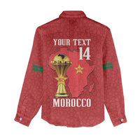 Morocco Football Custom Women Casual Shirt Atlas Lions Champions African Red Islamic Pattern