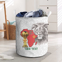 Morocco Football Custom Laundry Basket Atlas Lions Champions African White Islamic Pattern