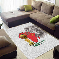 Morocco Football Custom Area Rug Atlas Lions Champions African White Islamic Pattern