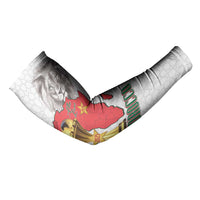 Morocco Football Custom Arm Sleeves Atlas Lions Champions African White Islamic Pattern