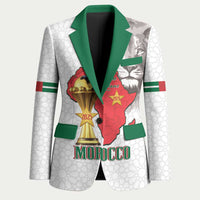 Morocco Football Custom Blazer Atlas Lions Champions African White Islamic Pattern