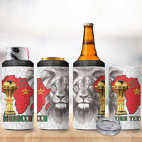 Morocco Football Custom 4 in 1 Can Cooler Tumbler Atlas Lions Champions African White Islamic Pattern