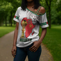 Morocco Football Custom Cross Shoulder Shirt Atlas Lions Champions African White Islamic Pattern