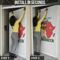 Morocco Football Custom Door Cover Atlas Lions Champions African White Islamic Pattern