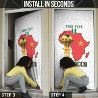 Morocco Football Custom Door Cover Atlas Lions Champions African White Islamic Pattern