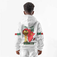 Morocco Football Custom Kid Hoodie Atlas Lions Champions African White Islamic Pattern