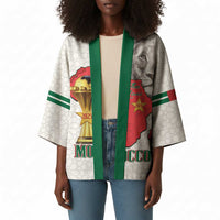 Morocco Football Custom Kimono Atlas Lions Champions African White Islamic Pattern