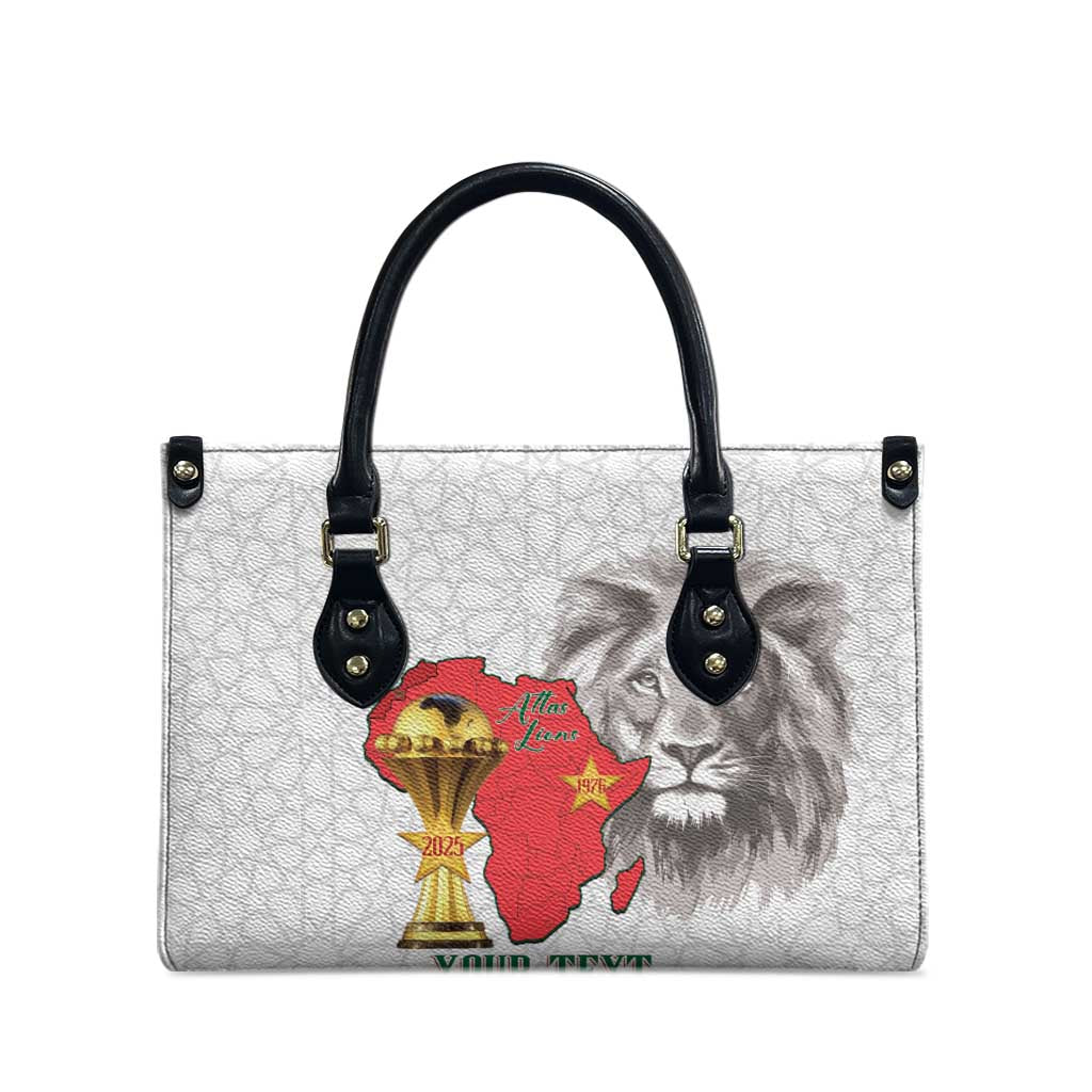 Morocco Football Custom Leather Bag Atlas Lions Champions African White Islamic Pattern