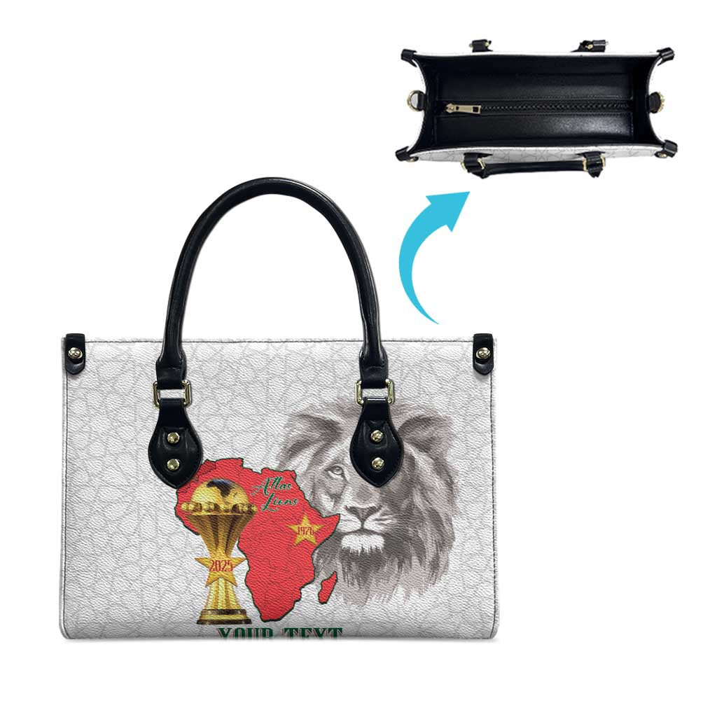 Morocco Football Custom Leather Bag Atlas Lions Champions African White Islamic Pattern