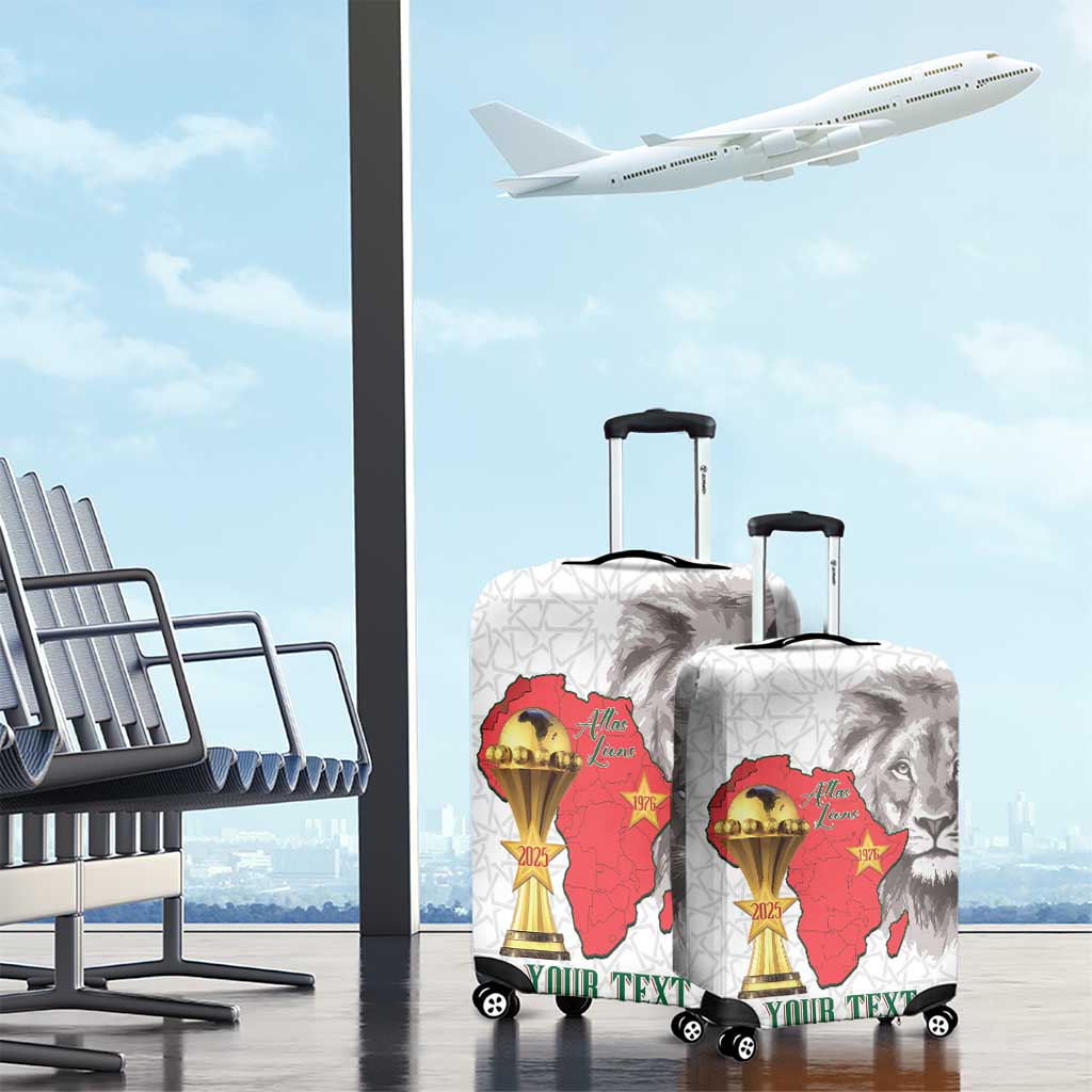 Morocco Football Custom Luggage Cover Atlas Lions Champions African White Islamic Pattern
