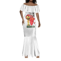 Morocco Football Custom Mermaid Dress Atlas Lions Champions African White Islamic Pattern