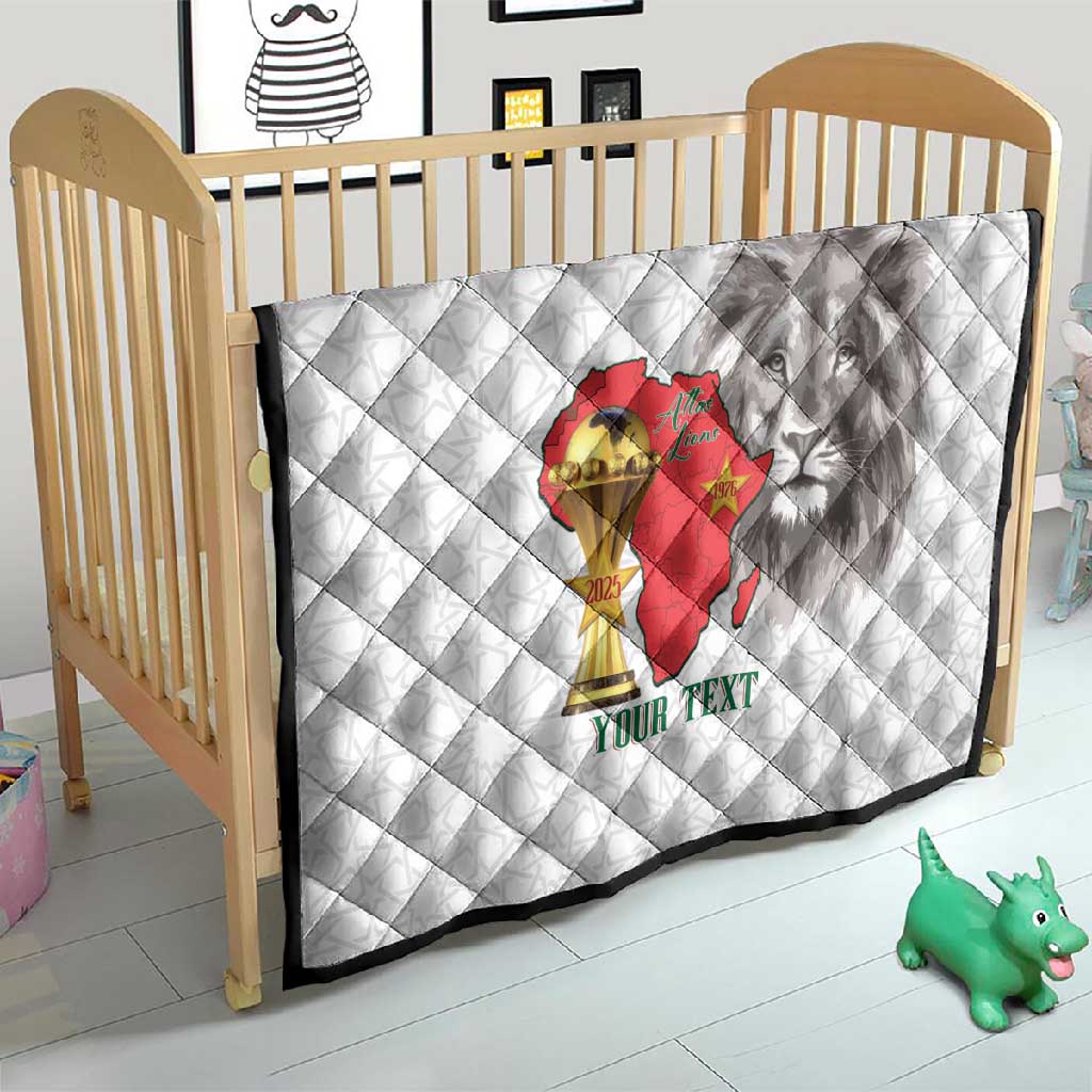 Morocco Football Custom Quilt Atlas Lions Champions African White Islamic Pattern