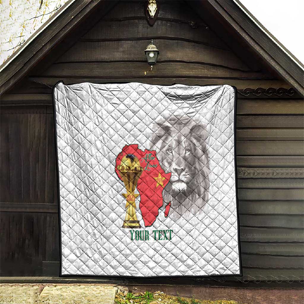Morocco Football Custom Quilt Atlas Lions Champions African White Islamic Pattern