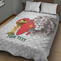 Morocco Football Custom Quilt Bed Set Atlas Lions Champions African White Islamic Pattern