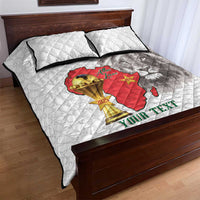 Morocco Football Custom Quilt Bed Set Atlas Lions Champions African White Islamic Pattern