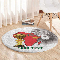 Morocco Football Custom Round Carpet Atlas Lions Champions African White Islamic Pattern