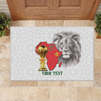 Morocco Football Custom Rubber Doormat Atlas Lions Champions African White Islamic Pattern