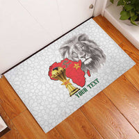 Morocco Football Custom Rubber Doormat Atlas Lions Champions African White Islamic Pattern