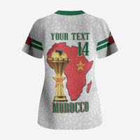 Morocco Football Custom Scrub Top Atlas Lions Champions African White Islamic Pattern