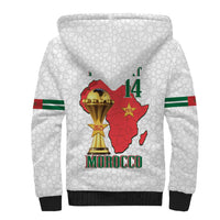 Morocco Football Custom Sherpa Hoodie Atlas Lions Champions African White Islamic Pattern