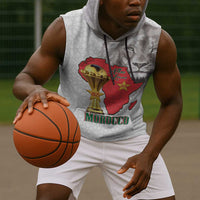 Morocco Football Custom Sleeveless Hoodie Atlas Lions Champions African White Islamic Pattern