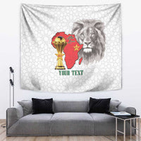 Morocco Football Custom Tapestry Atlas Lions Champions African White Islamic Pattern
