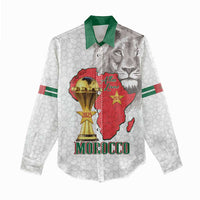 Morocco Football Custom Women Casual Shirt Atlas Lions Champions African White Islamic Pattern