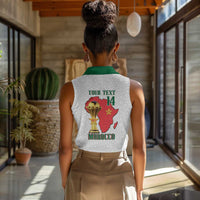 Morocco Football Custom Women Sleeveless Polo Shirt Atlas Lions Champions African White Islamic Pattern