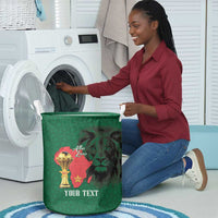 Morocco Football Custom Laundry Basket Atlas Lions Champions African Green Islamic Pattern