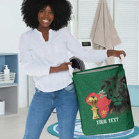 Morocco Football Custom Laundry Basket Atlas Lions Champions African Green Islamic Pattern