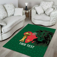 Morocco Football Custom Area Rug Atlas Lions Champions African Green Islamic Pattern