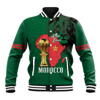 Morocco Football Custom Baseball Jacket Atlas Lions Champions African Green Islamic Pattern