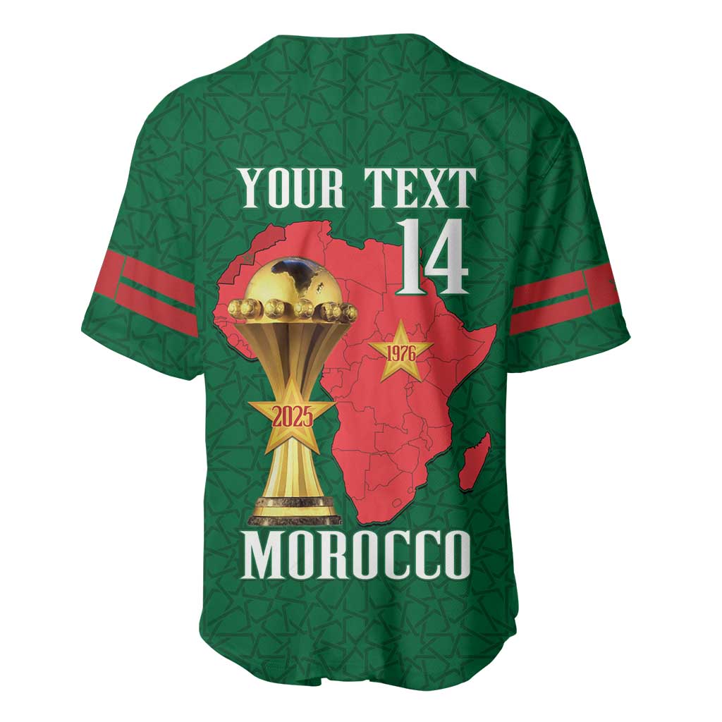 Morocco Football Custom Baseball Jersey Atlas Lions Champions African Green Islamic Pattern