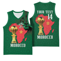 Morocco Football Custom Basketball Jersey Atlas Lions Champions African Green Islamic Pattern