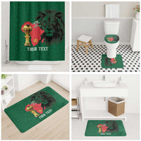Morocco Football Custom Bathroom Set Atlas Lions Champions African Green Islamic Pattern