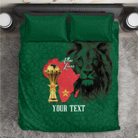 Morocco Football Custom Bedding Set Atlas Lions Champions African Green Islamic Pattern